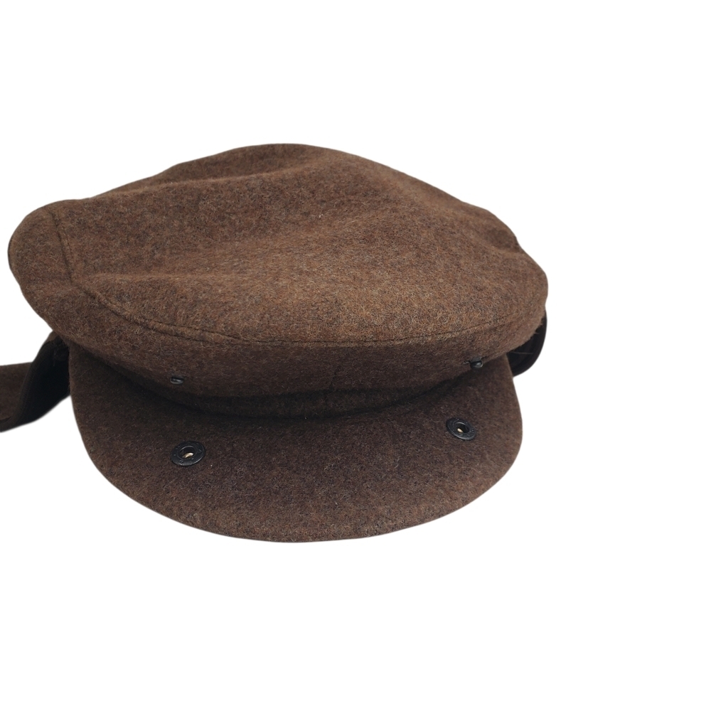 Wigens Brown Wool Newsboy Cap w/ Earflaps. Size 61. - Picture 8 of 13